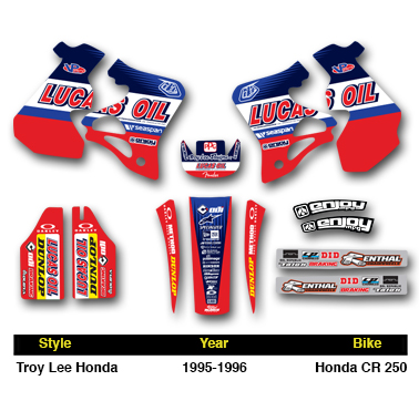 Honda CR 250 1995-1996 Cr 250 Graphics Kit Lucas oil Troy Lee
