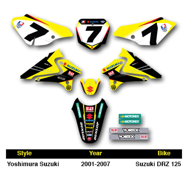 2001-2007 YOSH SUZUKI DRZ 125 Motocross Decal Dirt Bike Graphics