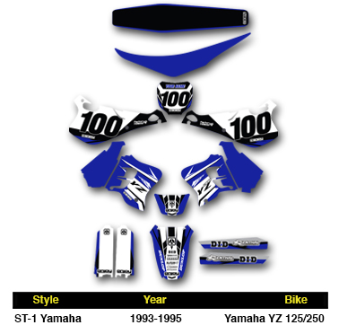 1993-1995 YZ 125 YZ 250 GRAPHCS KIT / NUMBER PLATE / SEAT COVER